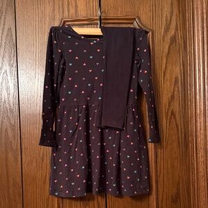 ❤️ Falls Creek Black Dress with Colorful Hearts and George Black Leggings size 6